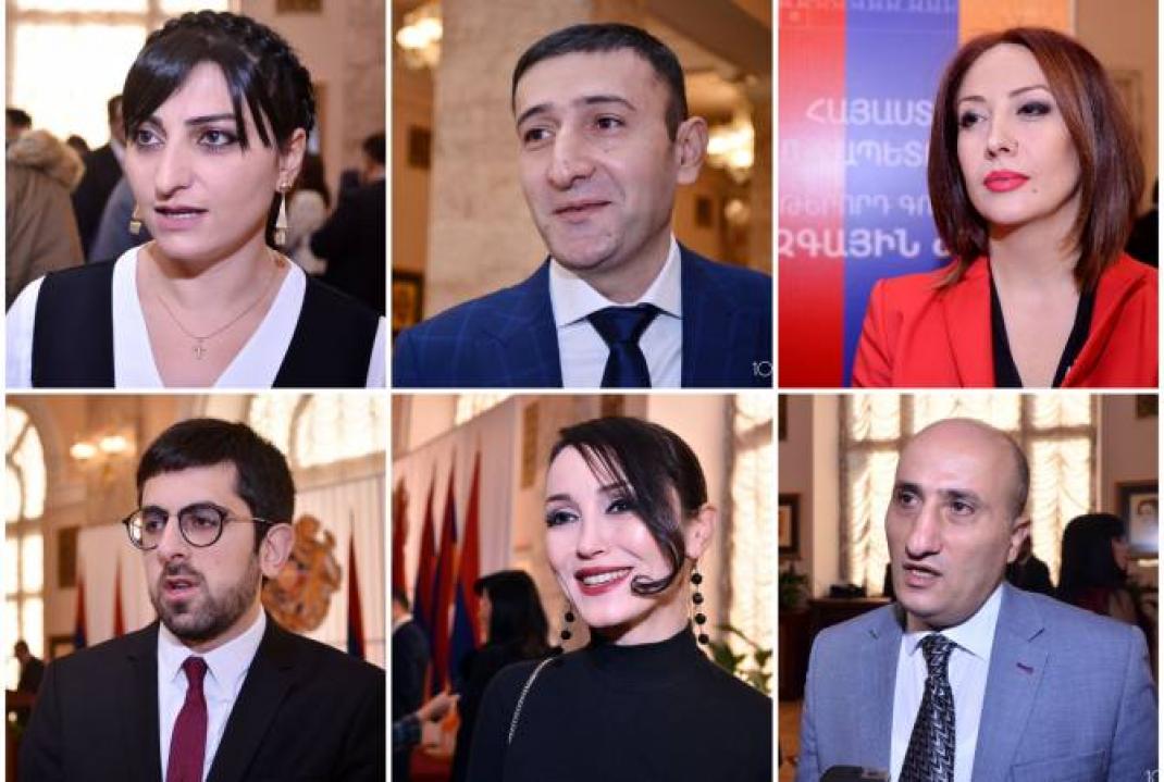 De gauche à droite: Tagouhi Tovmasian, Vahagn Hovakimian, Gayané Abrahamian (en haut); Sarkis Khandanian, Loussiné Badalian, Babken Tounian (en bas)